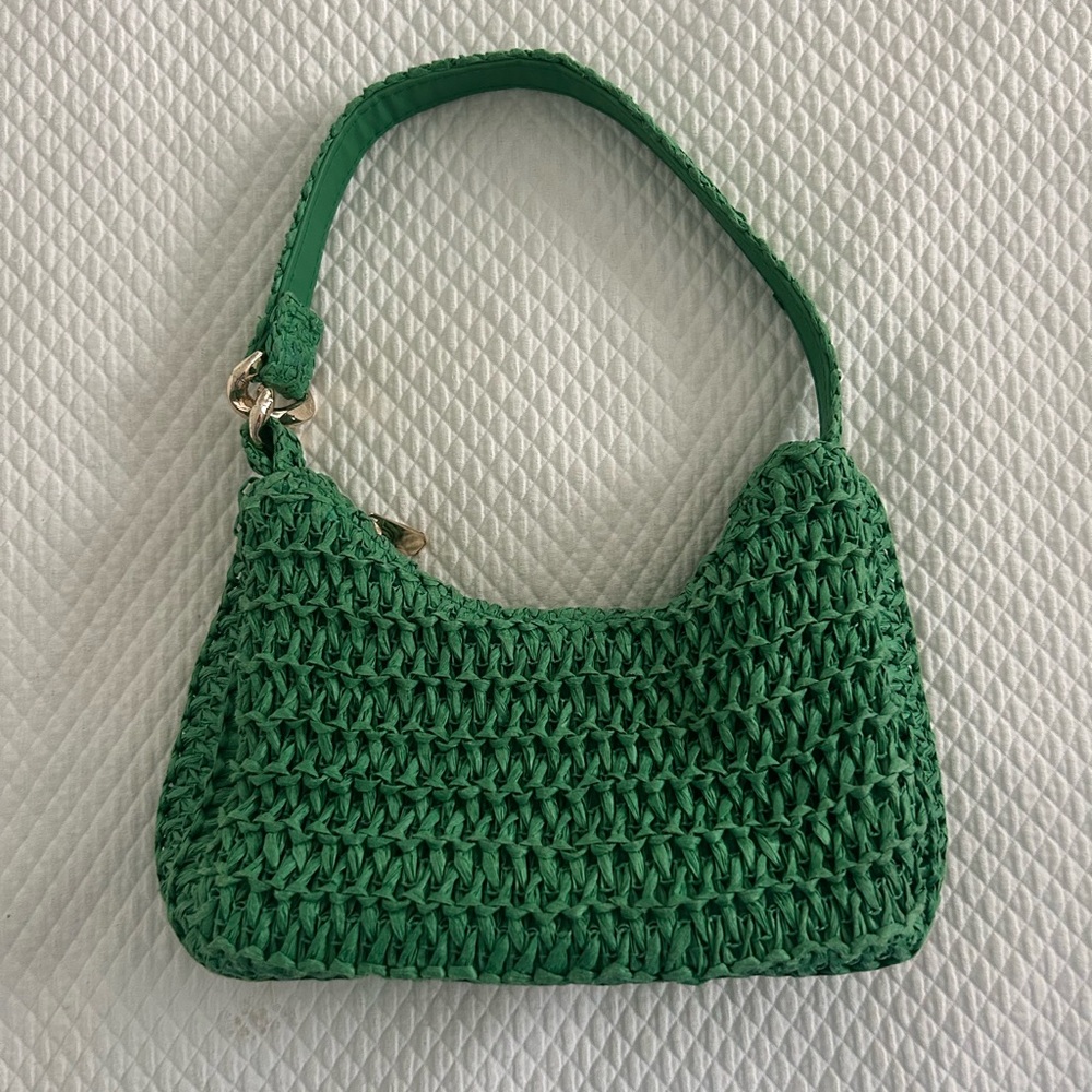 H&M Green Shoulder Bag with Handcrafted Texture